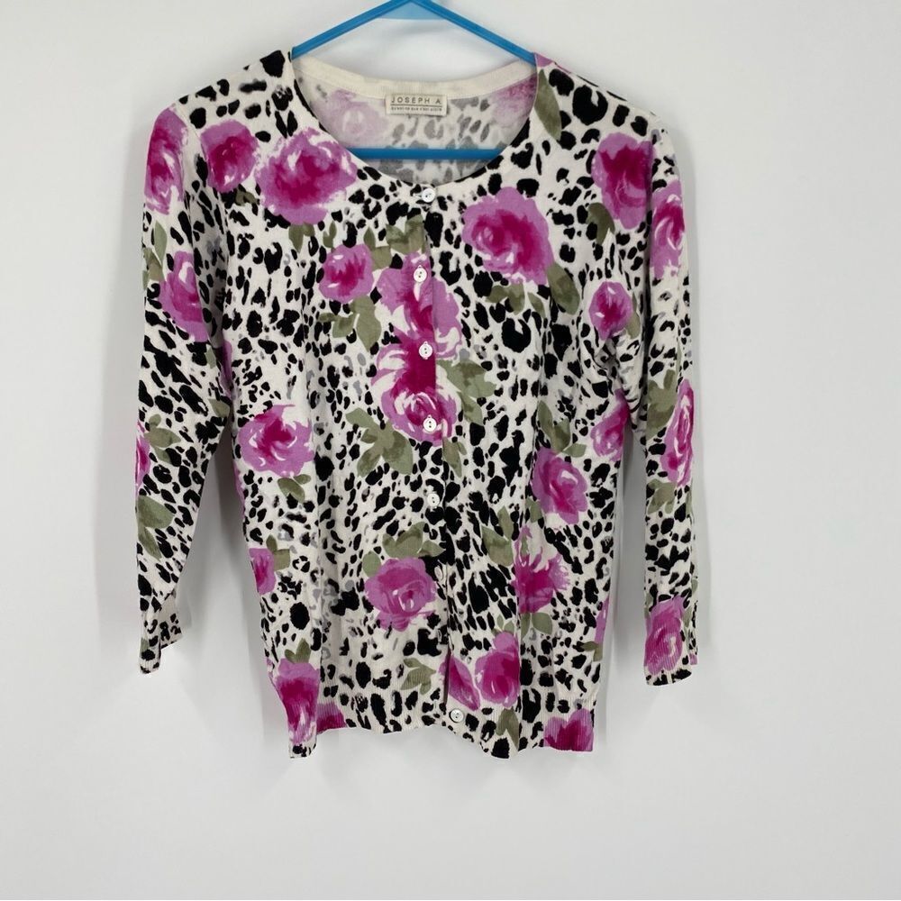 Joseph A Women’s Button Front Animal Print and Floral Cardigan size S